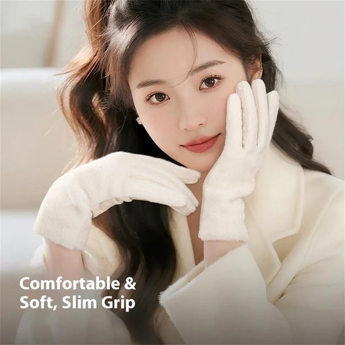 DY56 1 Pair Gloves for Winter Outdoor Windproof Cycling Touchscreen Fleece Lined Gloves - Black - 3