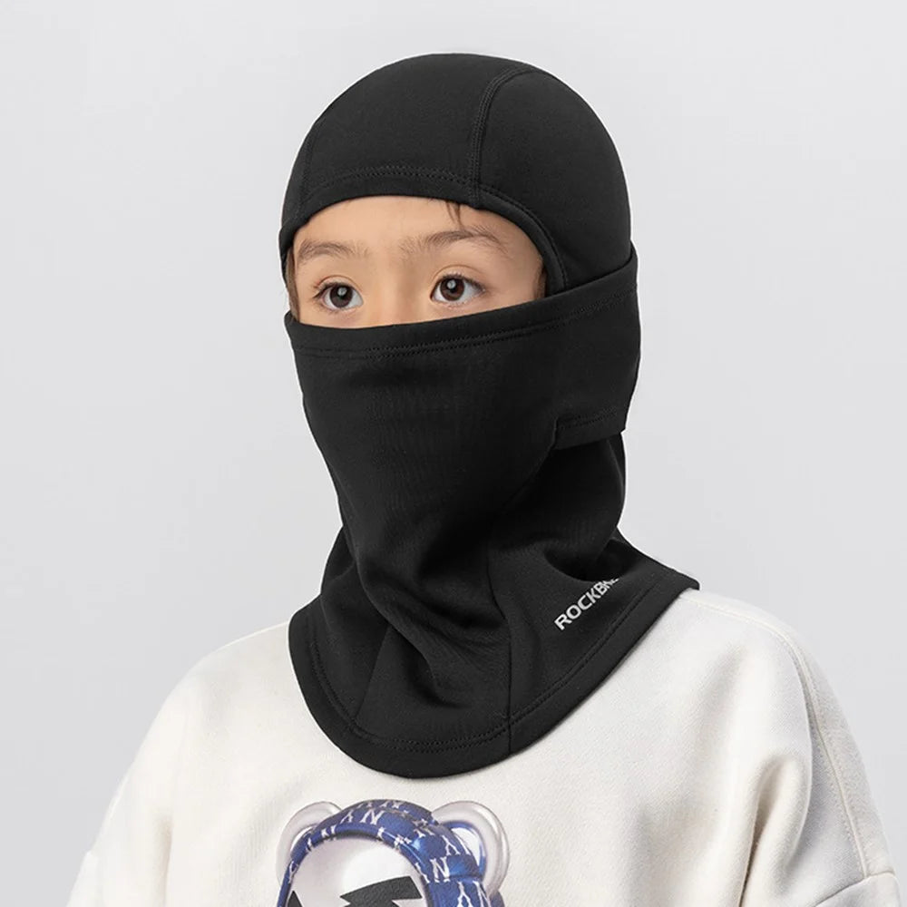 ROCKBROS Children Fleece Balaclava Warm Face Mask Cycling Skiing Cap Face Neck Warmer for Outdoor Activities - Black - 5