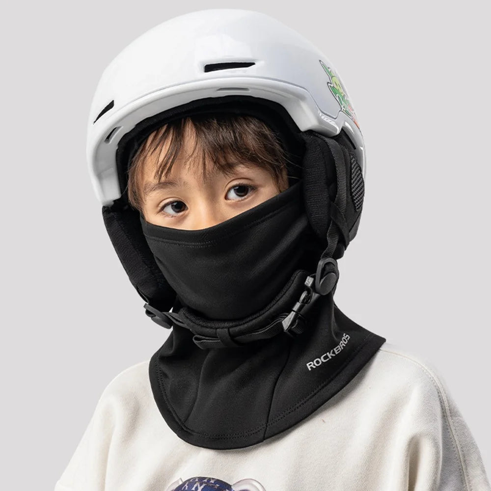 ROCKBROS Children Fleece Balaclava Warm Face Mask Cycling Skiing Cap Face Neck Warmer for Outdoor Activities - Black - 7