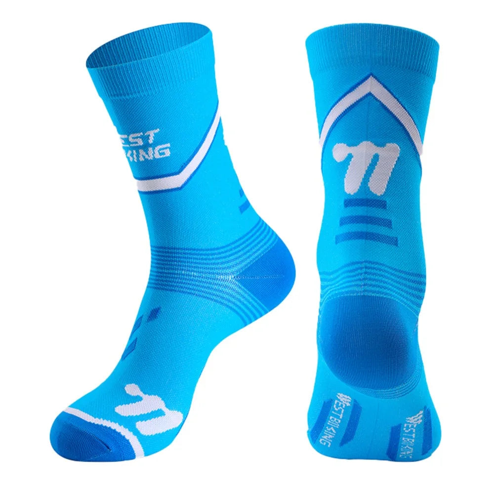 WEST BIKING 1Pair Cycling Socks Sports Breathable Running Socks High Elasticity for Cycling / Running / Fitness - Blue - 1