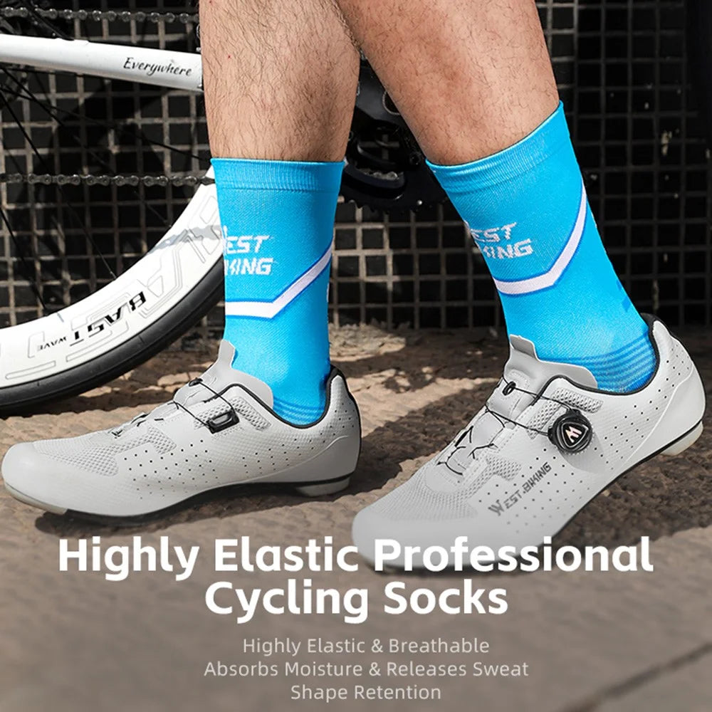 WEST BIKING 1Pair Cycling Socks Sports Breathable Running Socks High Elasticity for Cycling / Running / Fitness - Blue - 2
