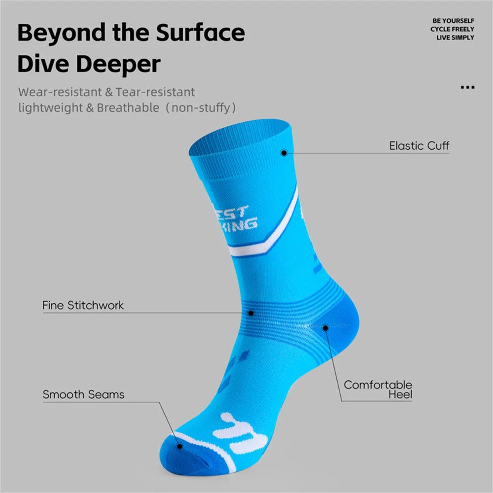 WEST BIKING 1Pair Cycling Socks Sports Breathable Running Socks High Elasticity for Cycling / Running / Fitness - Blue - 3