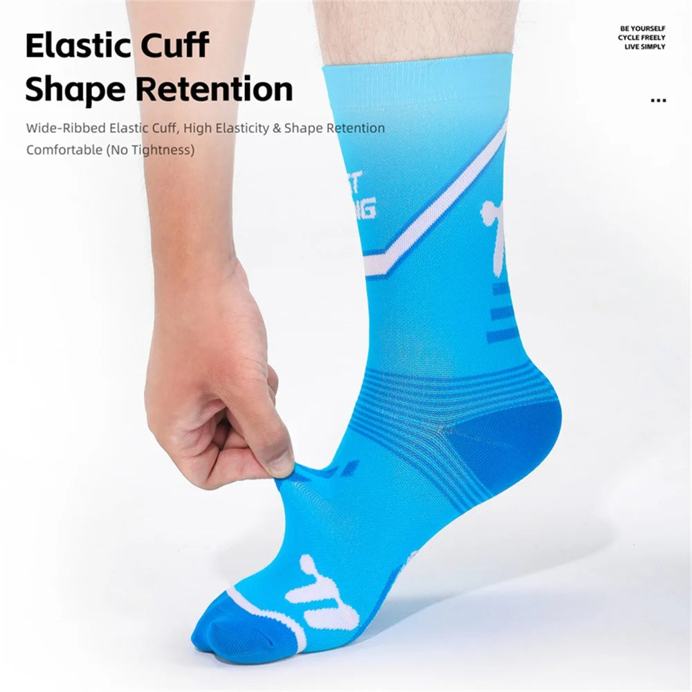 WEST BIKING 1Pair Cycling Socks Sports Breathable Running Socks High Elasticity for Cycling / Running / Fitness - Blue - 7