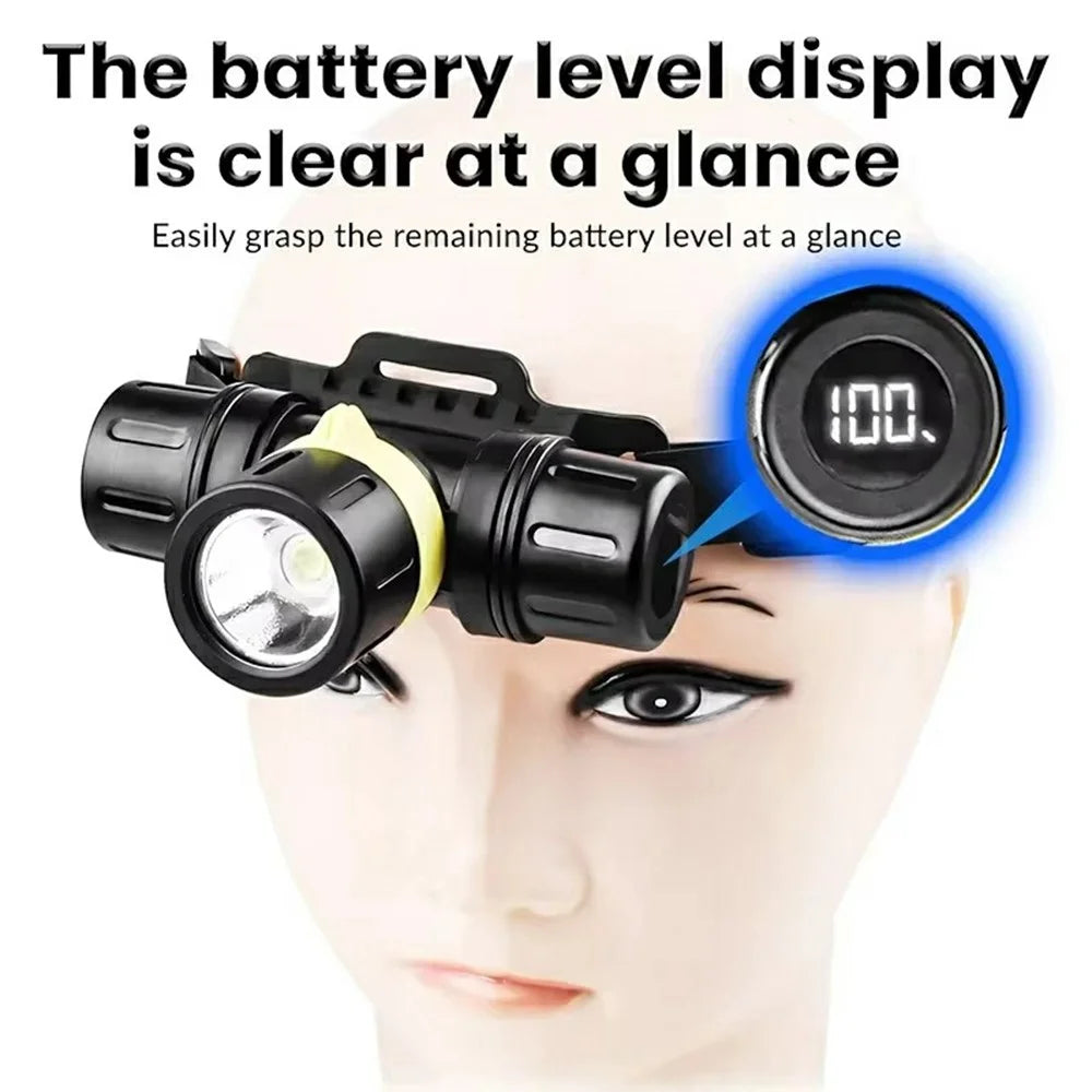 D1379 Professional XHP70 LED Scuba Diving Headlamp IPX8 Waterproof High Low Beam Underwater Head Torch (No Battery) - 5