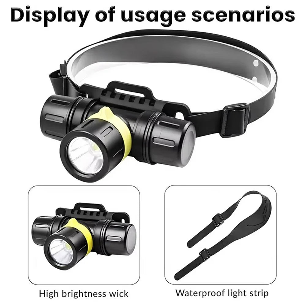D1379 Professional XHP70 LED Scuba Diving Headlamp IPX8 Waterproof High Low Beam Underwater Head Torch (No Battery) - 6