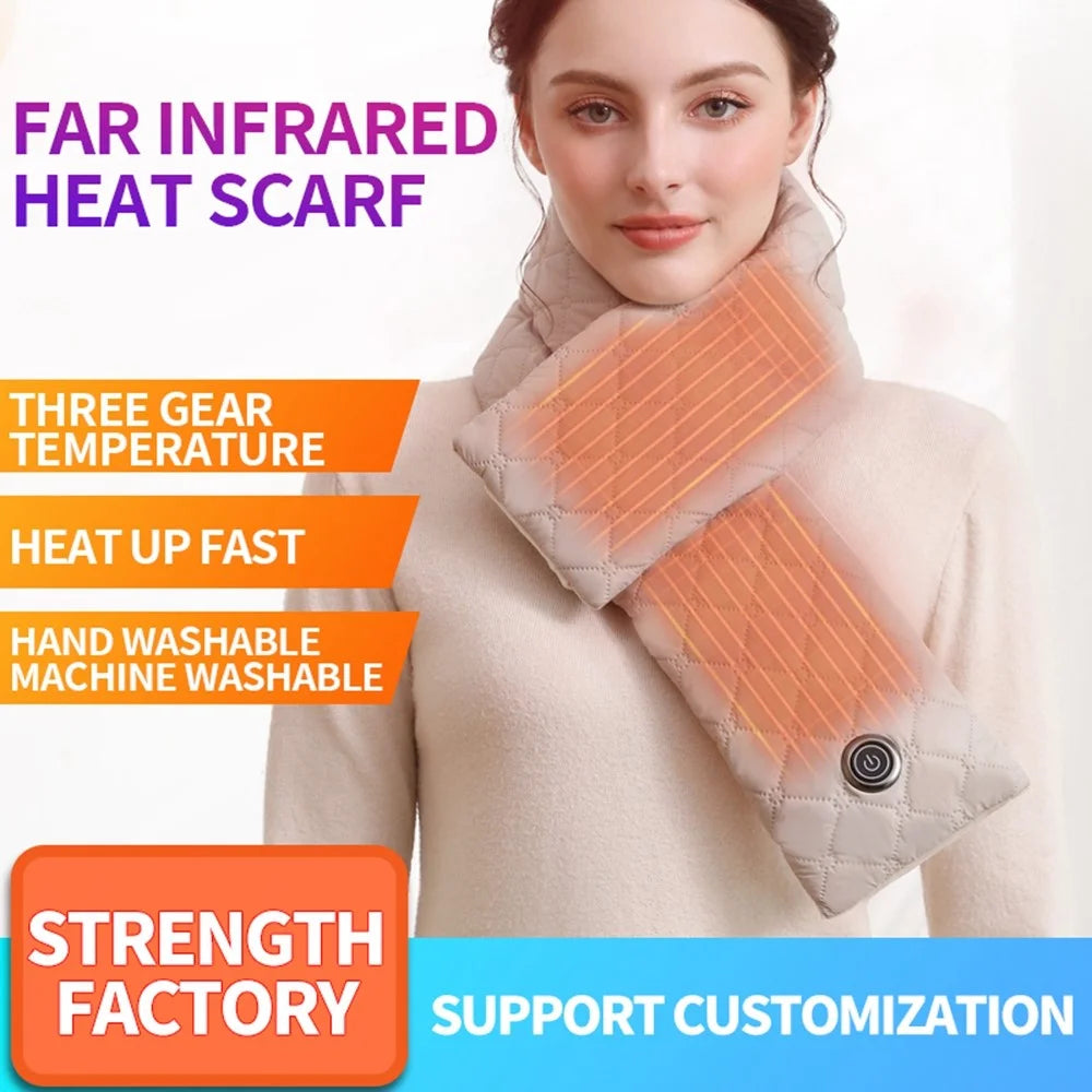 USB Heated Scarf 3 Gears Adjustable Electric Neck Wrap Multifunction Waist  /  Belly Warmer - Beige - 3