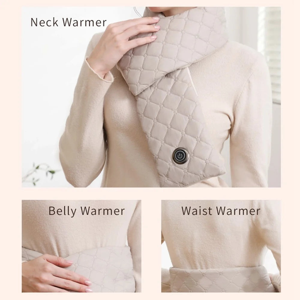 USB Heated Scarf 3 Gears Adjustable Electric Neck Wrap Multifunction Waist  /  Belly Warmer - Beige - 7