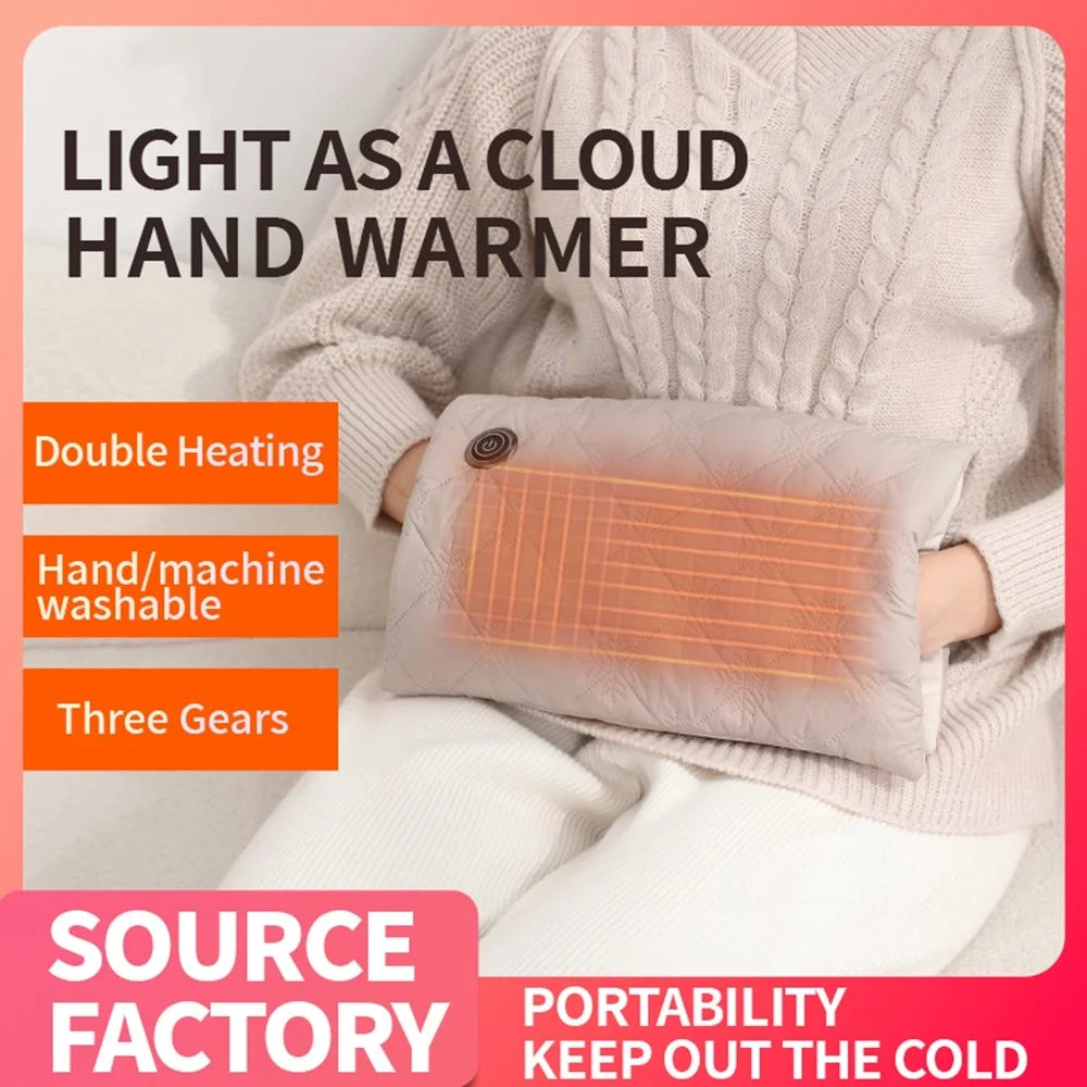 Graphene Electric Hand Warmer 3 Temperature Levels Water Free Portable Heating Pad (No Power Bank) - Beige - 2