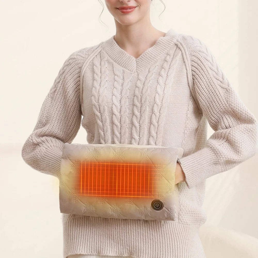 Graphene Electric Hand Warmer 3 Temperature Levels Water Free Portable Heating Pad (No Power Bank) - Beige - 3