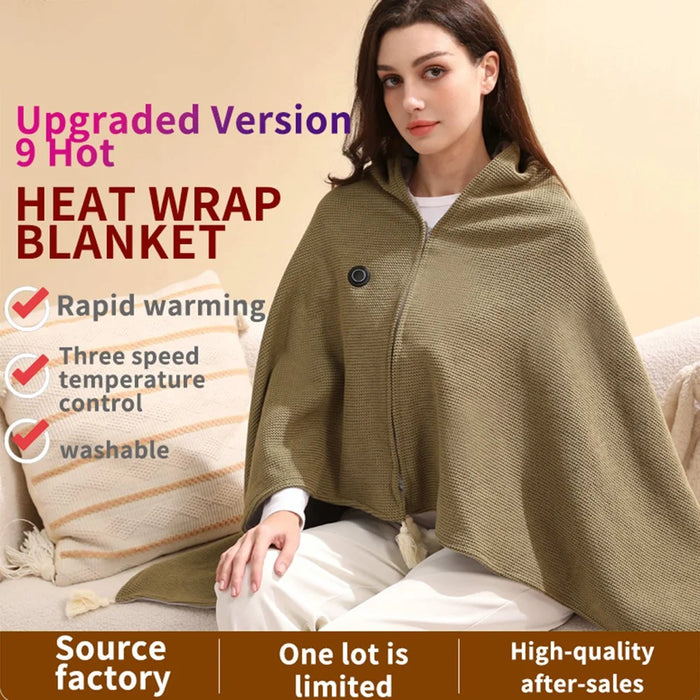 150 x 85cm Heated Blanket for Nap 9 Heating Zones USB Powered Winter Electric Heating Shawl (without Power Bank) - Apricot - 5