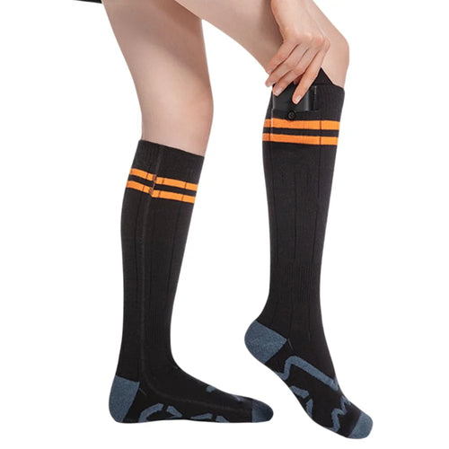 1 Pair 3 Gears APP Temperature Control Heated Socks with 2x 5V 5000mAh Battery for Outdoor Cycling Skiing - Orange - 1