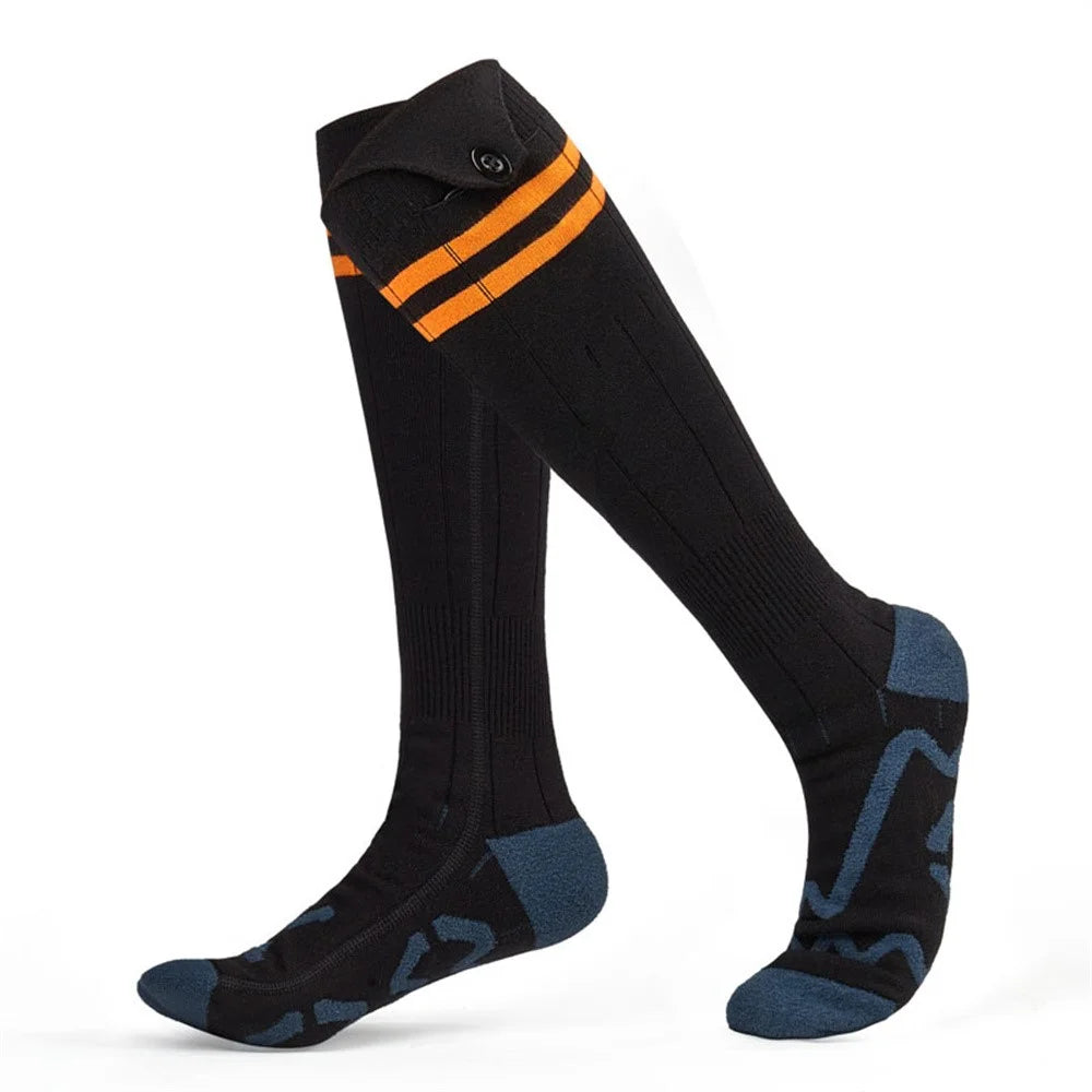 1 Pair 3 Gears APP Temperature Control Heated Socks with 2x 5V 5000mAh Battery for Outdoor Cycling Skiing - Orange - 2