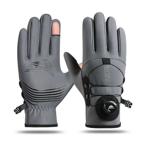 XC903 L Size Outdoor Sports Gloves Touchscreen Fleece Lined Anti Slip Cycling Gloves for Hiking / Running - Grey - 1