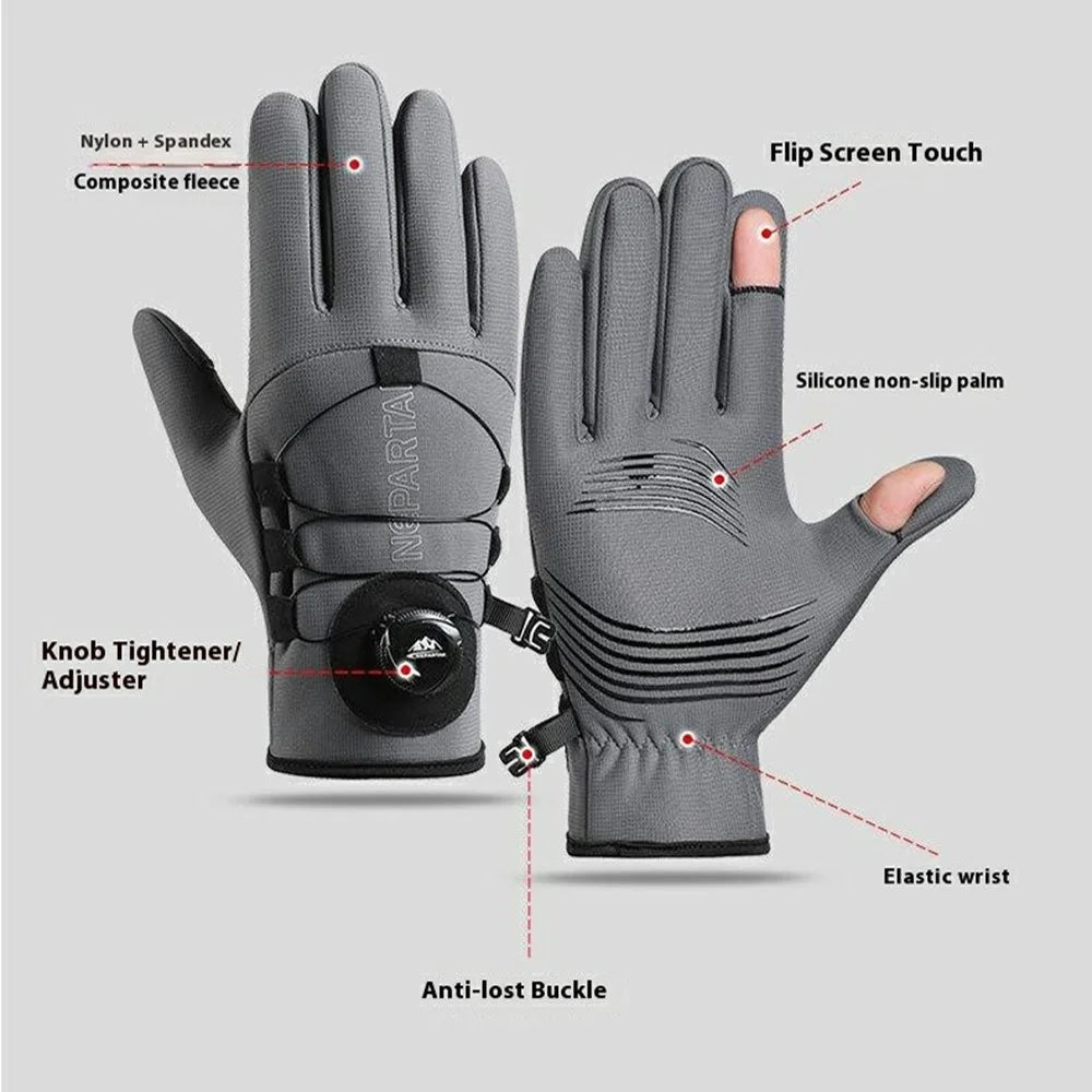 XC903 L Size Outdoor Sports Gloves Touchscreen Fleece Lined Anti Slip Cycling Gloves for Hiking / Running - Grey - 2