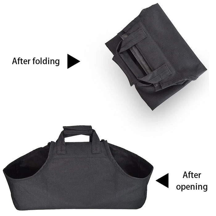 LUCKSTONE CHSNB-001-BK Firewood Storage Bag Large Handbag Wood Burning Stove Fireplace Accessories - 4