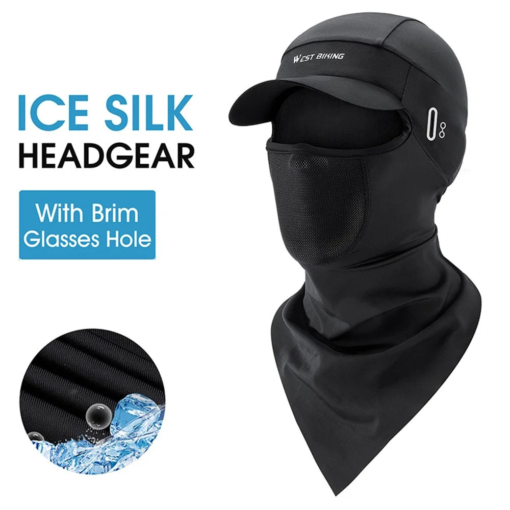 WEST BIKING YP0201341 Ice Silk Balaclava with Brim Breathable Helmet Liner Sun Protection Face Mask for Cycling / Fishing / Hiking - Black - 2