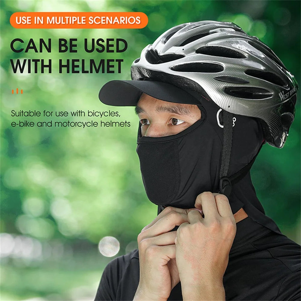 WEST BIKING YP0201341 Ice Silk Balaclava with Brim Breathable Helmet Liner Sun Protection Face Mask for Cycling / Fishing / Hiking - Black - 6