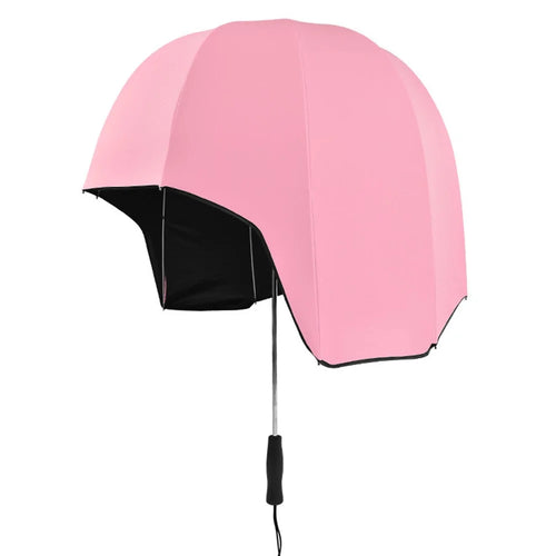 Creative Helmet Umbrella for Outdoor Sun Rain Protection Black Vinyl Coating Dual Use Parasol - Pink - 1