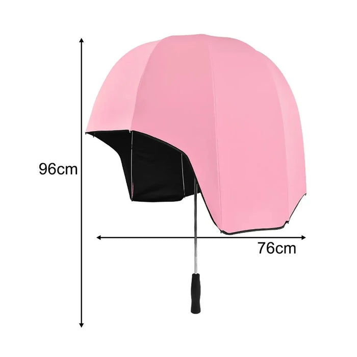 Creative Helmet Umbrella for Outdoor Sun Rain Protection Black Vinyl Coating Dual Use Parasol - Pink - 4