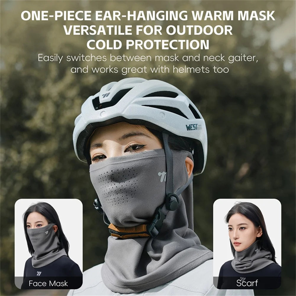 WEST BIKING YP0201478 Winter Cycling Face Mask with Ear Loop Windproof Neck Gaiter for Outdoor Sports - Light Grey - 6