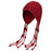 DMZ117 Handmade Knit Beanie Hat for Women Earflap Design Openwork Crochet Winter Skull Cap with Tassels - Wine Red - 1