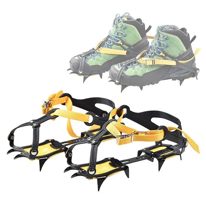 LUCKSTONE 10 Teeth Anti-slip Crampons Manganese Steel Climbing Gear Snow Ice Climbing Shoe Grippers Traction Device - 1