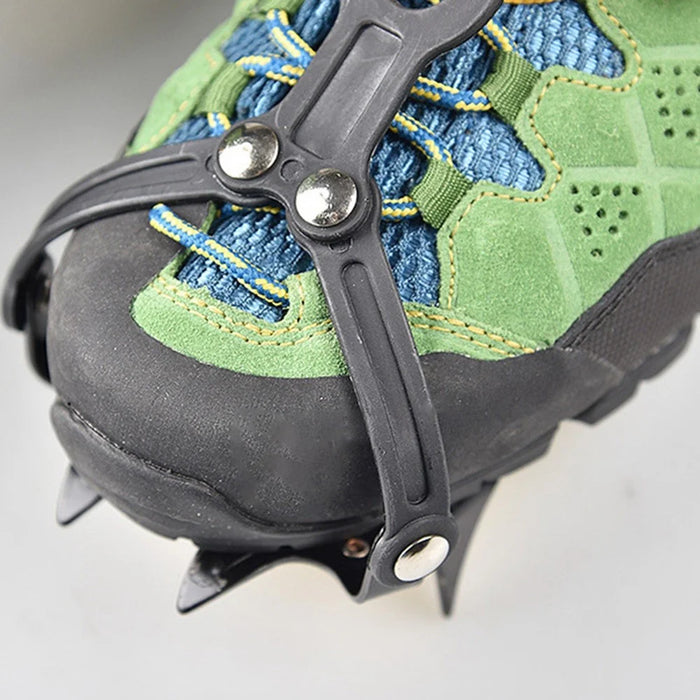 LUCKSTONE 10 Teeth Anti-slip Crampons Manganese Steel Climbing Gear Snow Ice Climbing Shoe Grippers Traction Device - 7