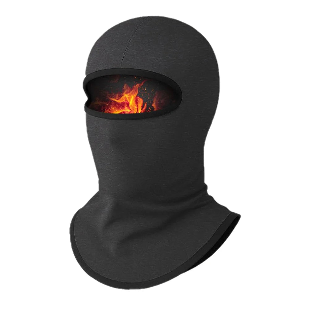Cycling Face Mask Full Face Coverage Autumn Winter Thermal Neck Gaiter Balaclava for Skiing - Linen Black - 1