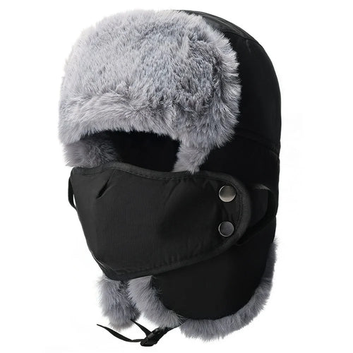 Winter Trapper Hat Thick Fleece Lined Ear Flap Windproof Cap for Men Outdoor Cycling  /  Hiking - Black - 1