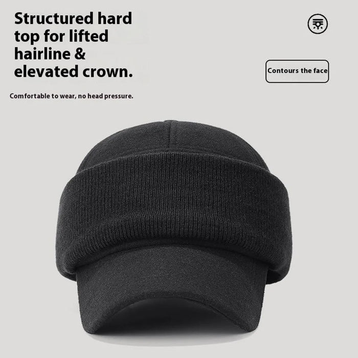 Winter Baseball Cap for Middle Aged and Elderly Outdoor Thermal Fleece Lined Ear Protection Hat - Black - 4
