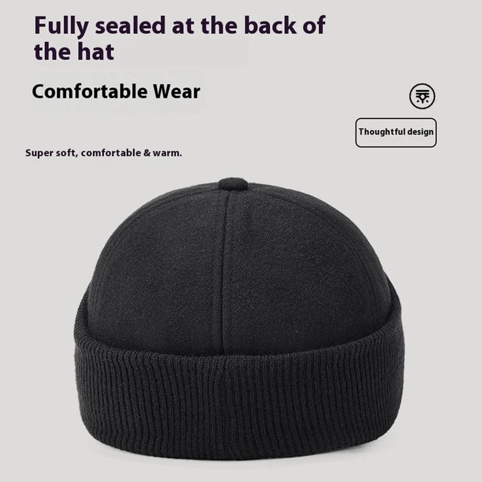 Winter Baseball Cap for Middle Aged and Elderly Outdoor Thermal Fleece Lined Ear Protection Hat - Black - 6