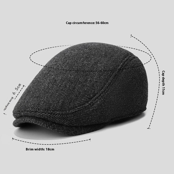 Wool Newsboy Cap for Seniors Ear Flap Warm Peaked Hat Outdoor Cold Protection Dad Hat - 7