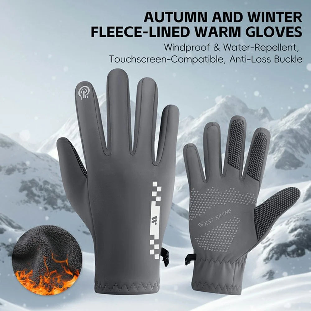 WEST BIKING YP0211272 Winter Cycling Gloves Windproof Thermal Full Finger Touchscreen for Mountain Bike Motorcycle Electric Bicycle - Grey  /  M - 2