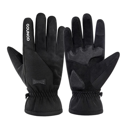 GOUNOD GL087 Full Finger Ski Gloves Winter Fleece Lined Windproof Touchscreen Mittens for Outdoor Cycling Climbing - Black / XS - 1