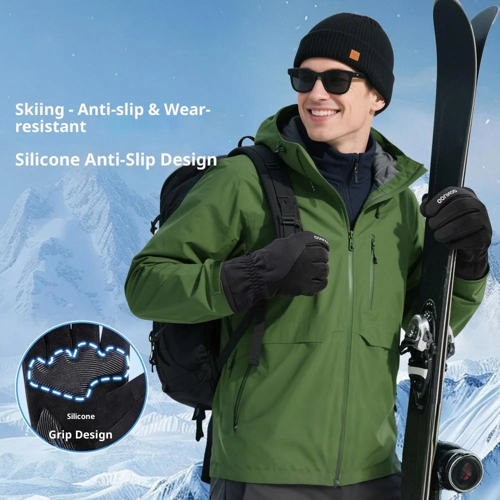 GOUNOD GL087 Full Finger Ski Gloves Winter Fleece Lined Windproof Touchscreen Mittens for Outdoor Cycling Climbing - Black / XS - 2