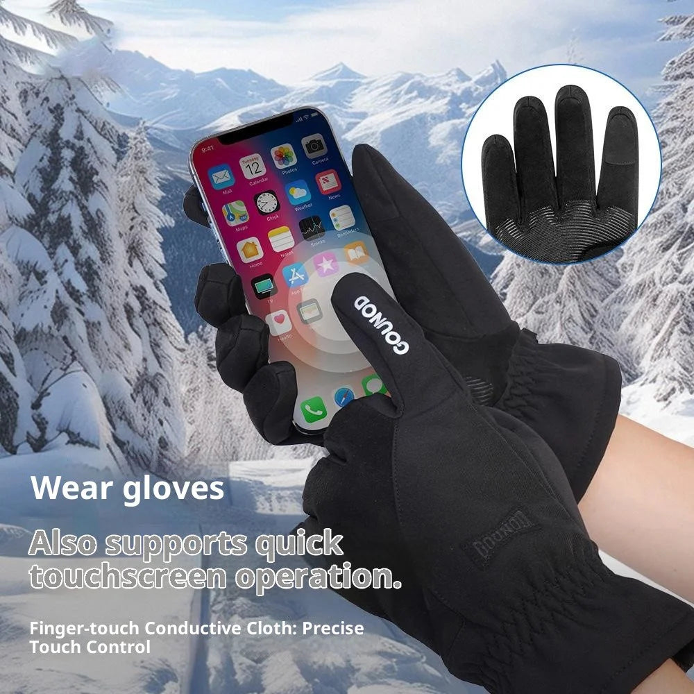 GOUNOD GL087 Full Finger Ski Gloves Winter Fleece Lined Windproof Touchscreen Mittens for Outdoor Cycling Climbing - Black / XS - 3