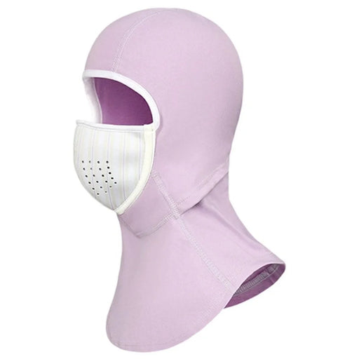 DRTJ02 Magnetic Windproof Ski Balaclava for Kids Winter Outdoor Riding Thermal Face Mask Hood - Purple / XS - 1