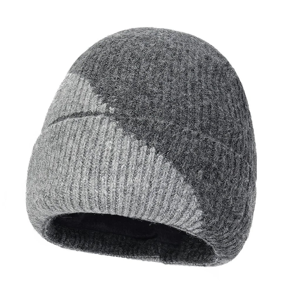 3Pcs / Set Winter Windproof Knitted Gloves Elastic Beanie Hat and Neck Warmer for Outdoor Skiing Cycling - Light Grey - 2