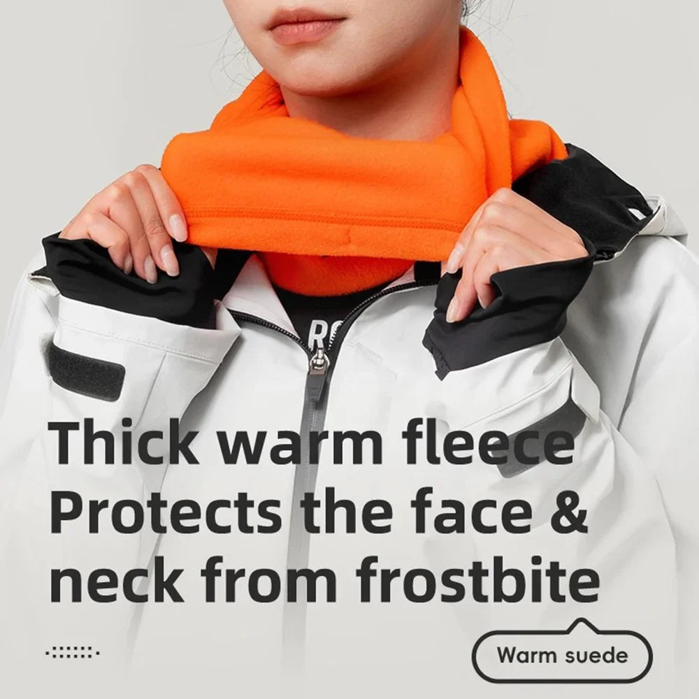 ROCKBROS 3 in 1 Beanie Cap with Adjustable Drawstring Winter Neck Gaiter Thermal Face Mask for Outdoor Sports, 11240020 M012 - Black - 5