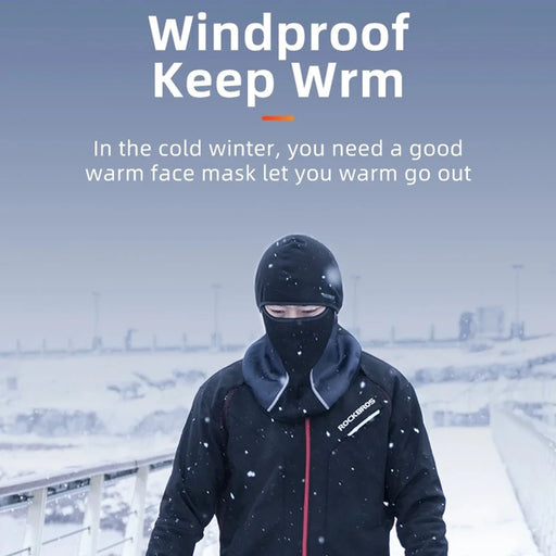 ROCKBROS LF7345 Full Face Mask for Outdoor Cycling Winter Warm Balaclava Helmet Liner Neck Gaiter - Black - 2