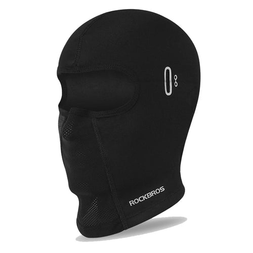 ROCKBROS Windproof Motorcycle Balaclava Warm Fleece Full Face Mask Breathable Elastic Hood - Black / with Glasses Hole - 1