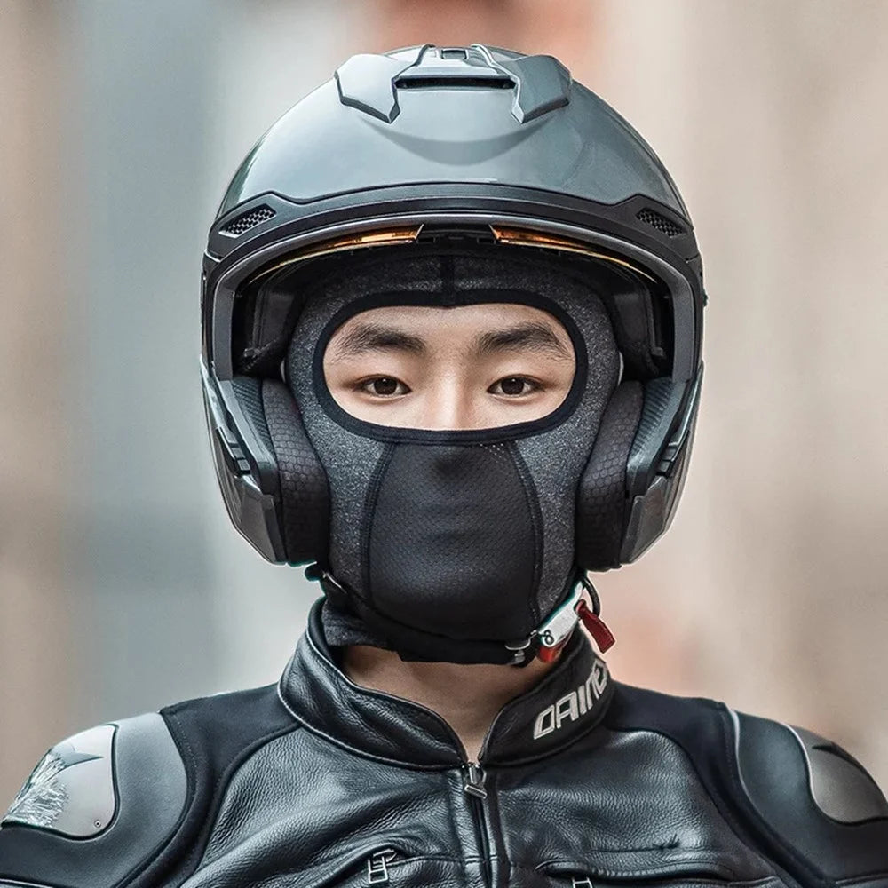 ROCKBROS Windproof Motorcycle Balaclava Warm Fleece Full Face Mask Breathable Elastic Hood - Black / with Glasses Hole - 4