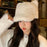 Cute 3D Bear Ears Baseball Cap with Tail for Women Solid Color Winter Plush Thermal Cap - Beige - 3