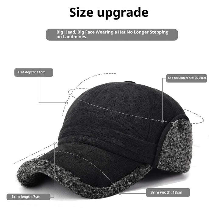 2025d133 Winter Suede Baseball Cap for Middle-Aged and Elderly Thermal Fleece Lined Hat with Foldable Earflaps - Grey - 6