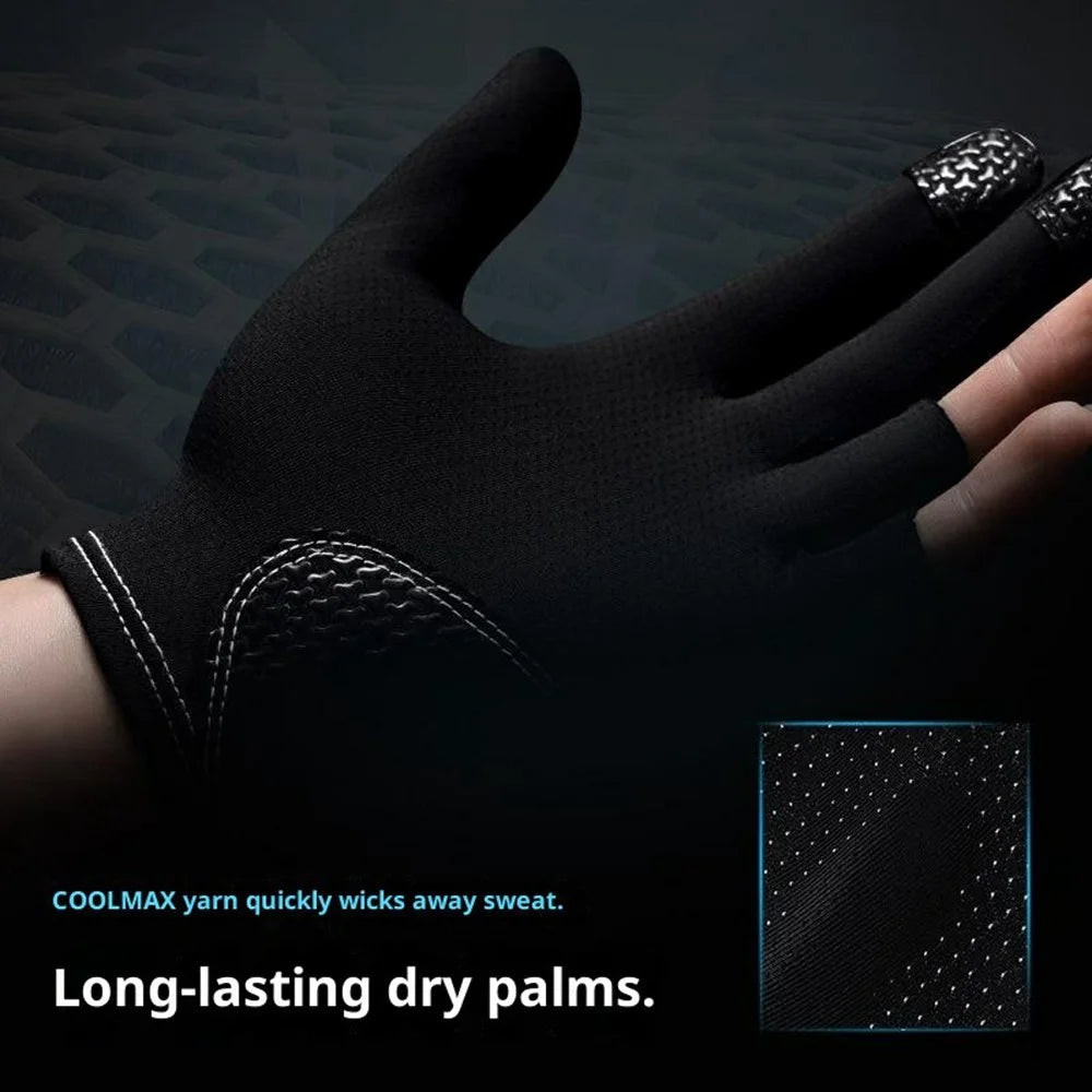 1 Pair Magnetic 3 Fingers Breathable Snooker Billiard Gloves Professional Anti-slip Cue Pool Gloves - Black / S - 4