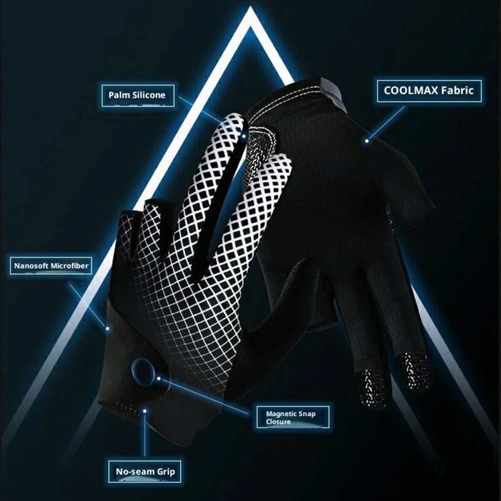 1 Pair Magnetic 3 Fingers Breathable Snooker Billiard Gloves Professional Anti-slip Cue Pool Gloves - Black / S - 5