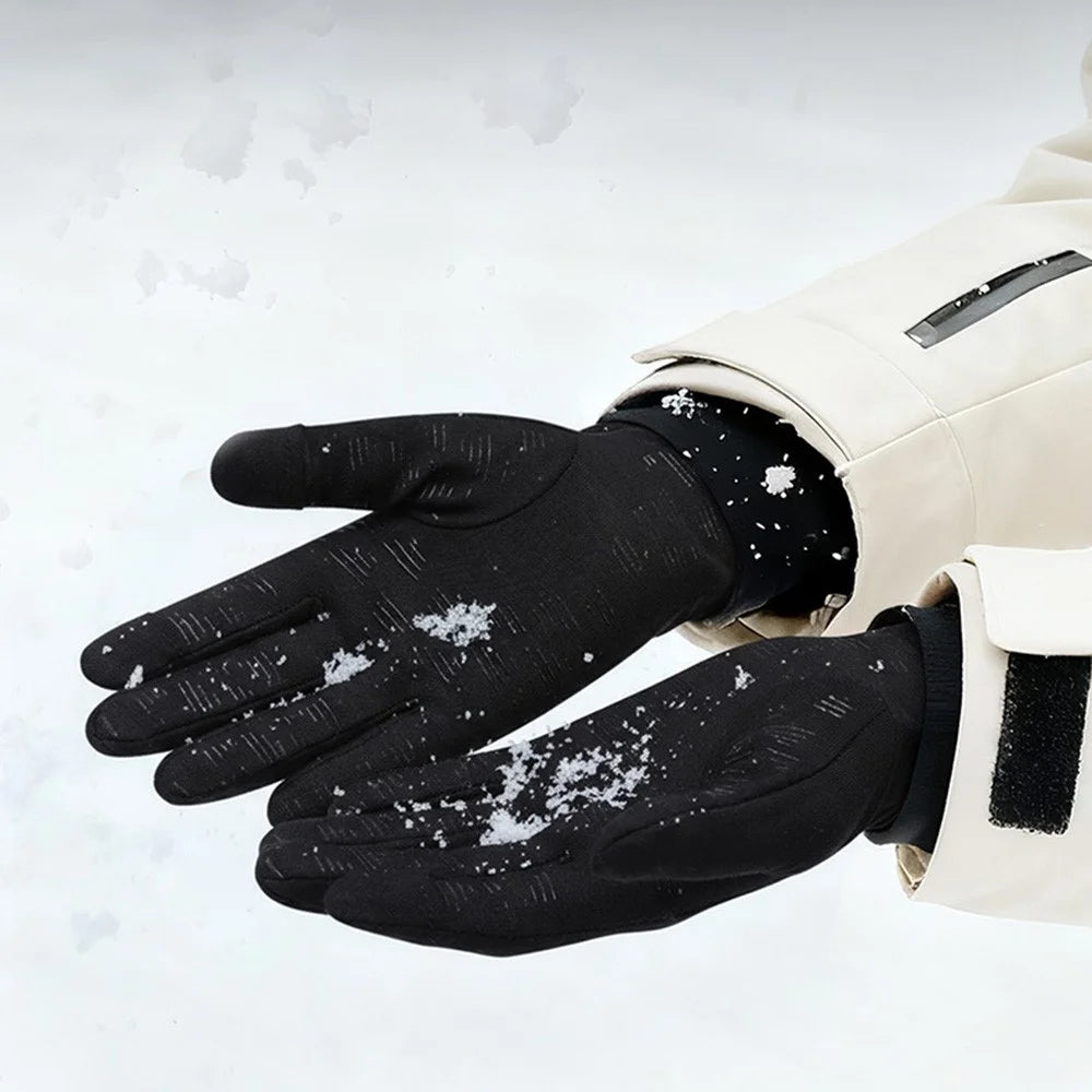 DB76 Windproof Gloves for Winter Skiing Cycling Flip Fingertip Touch Screen Anti Slip Full Finger Mittens - Black S - 6