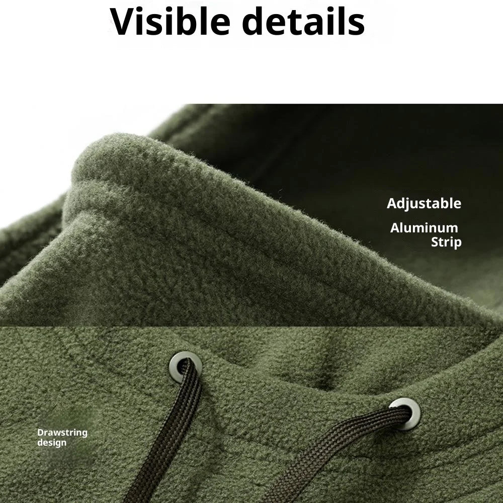 DMZ124 Winter Balaclava Snood for Outdoor Skiing Cycling Polar Fleece Face Mask Neck Warm with Drawstring - Army Green - 2