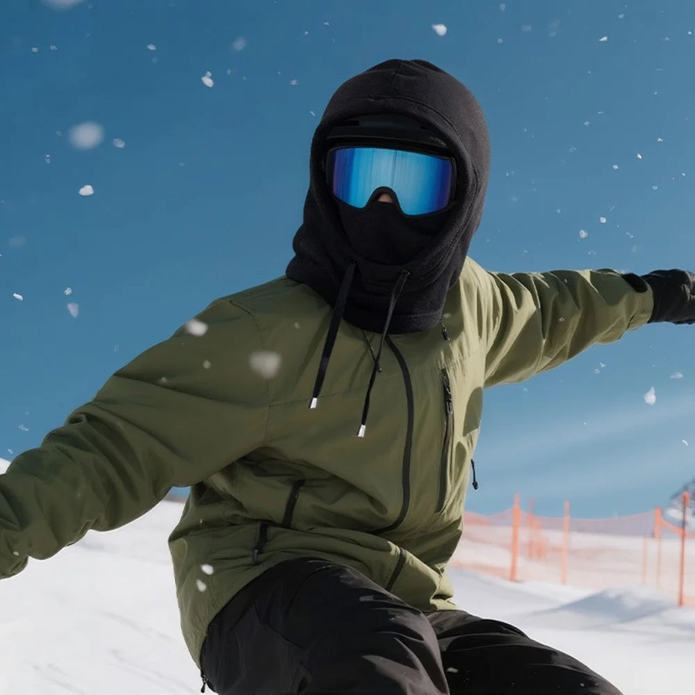 DMZ124 Winter Balaclava Snood for Outdoor Skiing Cycling Polar Fleece Face Mask Neck Warm with Drawstring - Army Green - 3