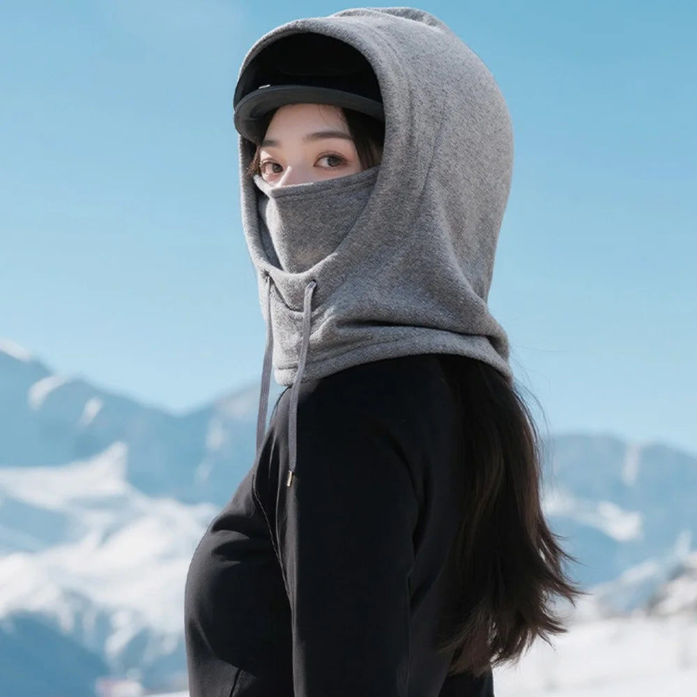 DMZ124 Winter Balaclava Snood for Outdoor Skiing Cycling Polar Fleece Face Mask Neck Warm with Drawstring - Army Green - 4